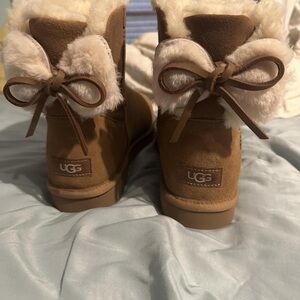 UGG Tan Boots with Plush Fur and Bows